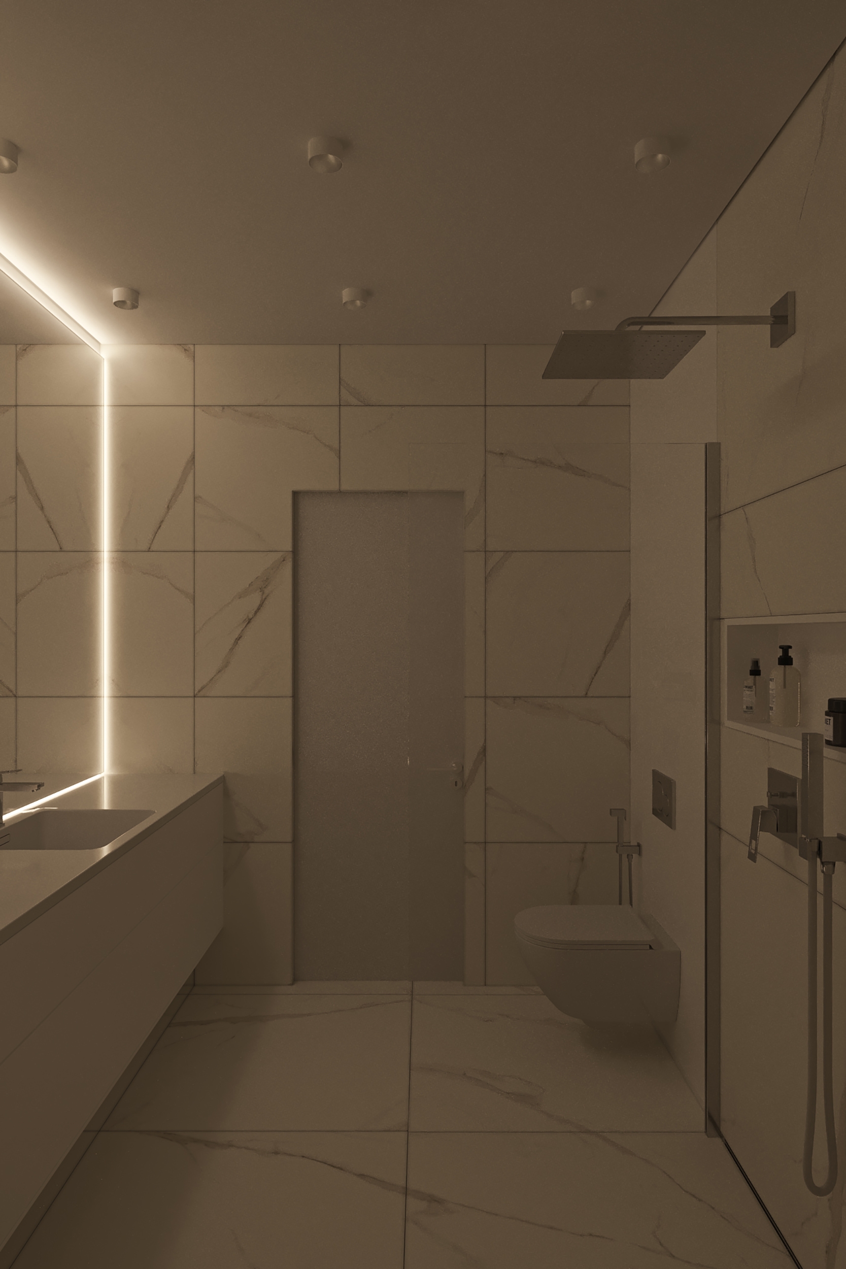 Interior,Design,Of,A,Modern,Bathroom,With,Walk-in,Shower.,Comfortable